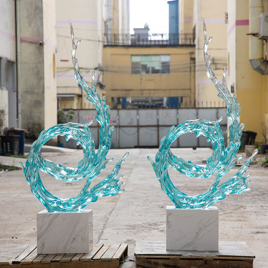 MPSP Blue Swirl Transparent Resin Sculpture Art Decoration