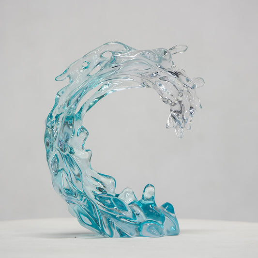 MPSP Dancing Waves Transparent Resin Sculpture - Natural Flowing Home Art Decoration