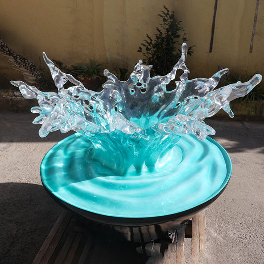 Water Splash Transparent Resin Sculpture Spectacular Water Flow Art Decoration