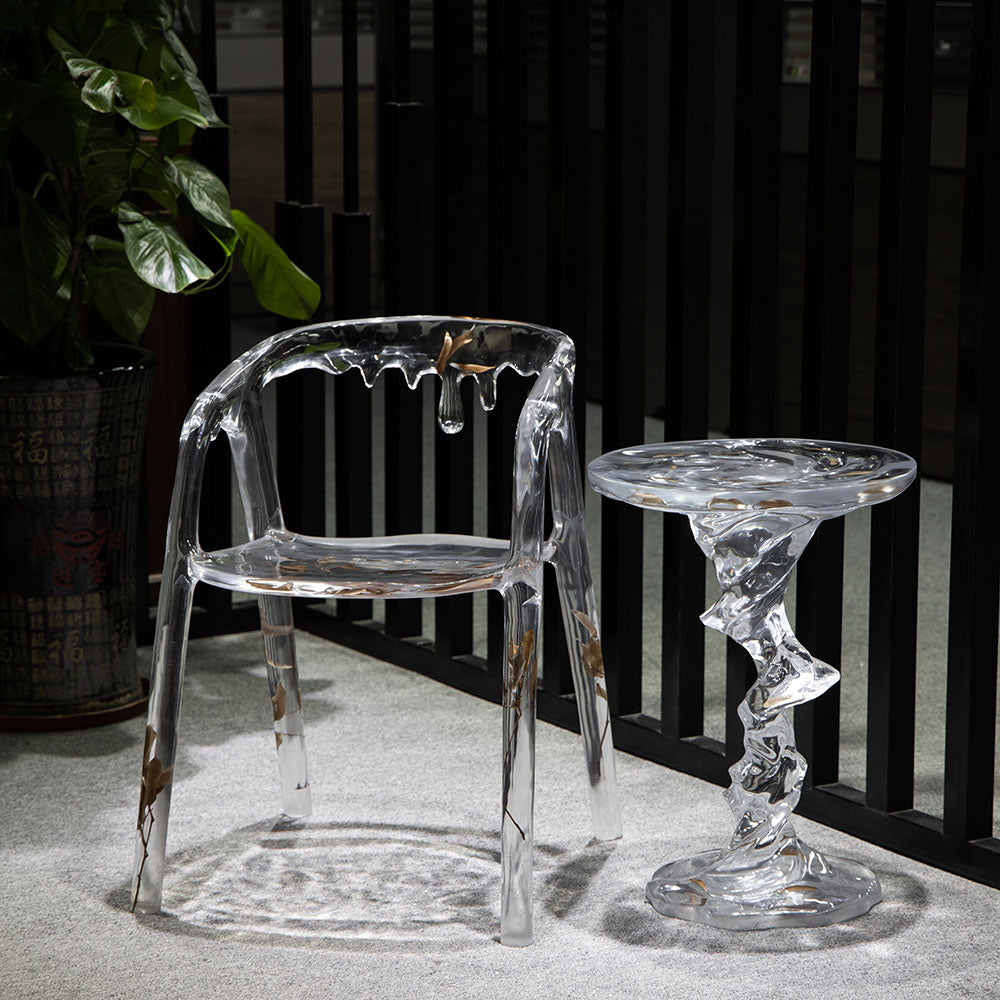 MPSP Artistic transparent chair and twisted table combination