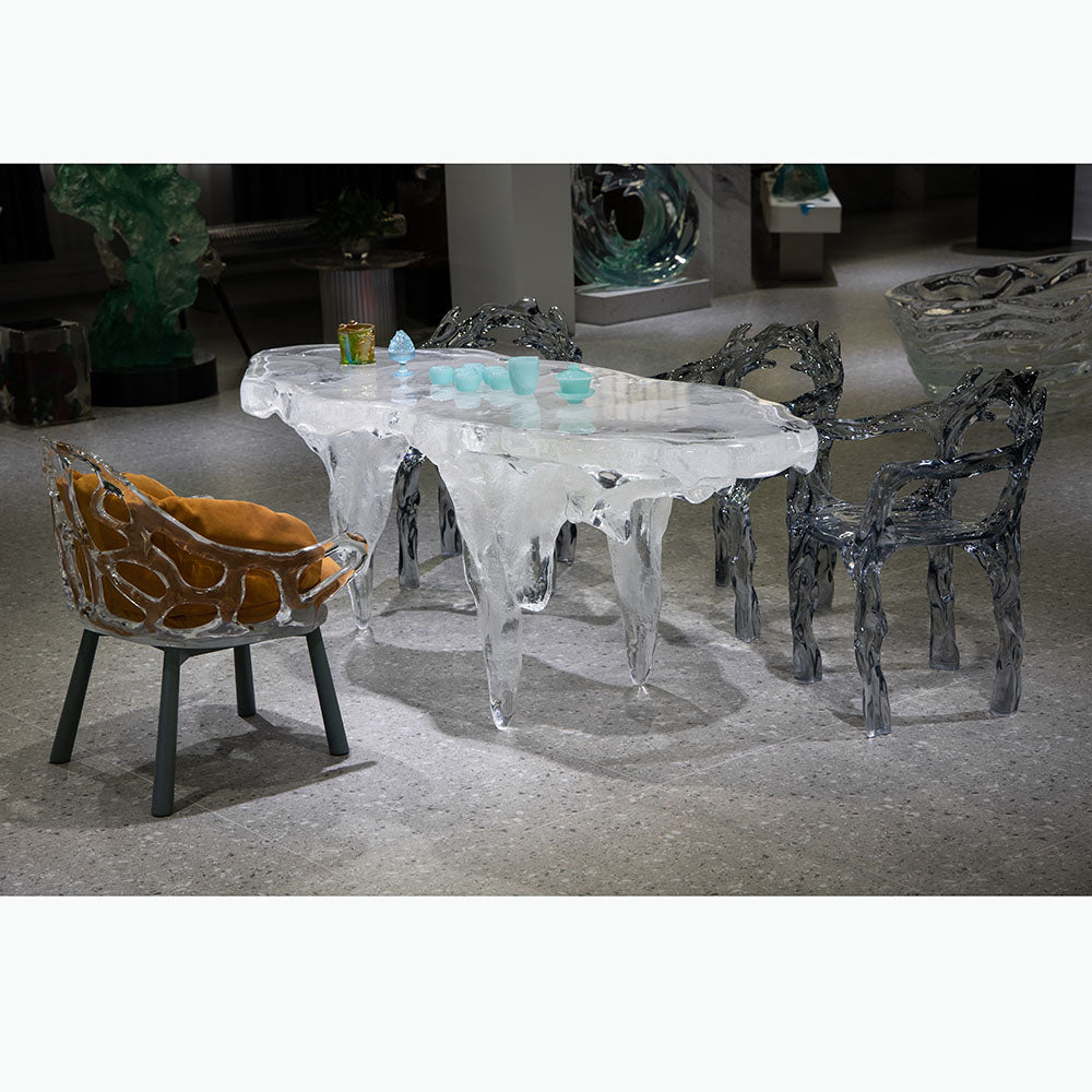 MPSP Ice crystal transparent resin table and chair combination natural art style furniture