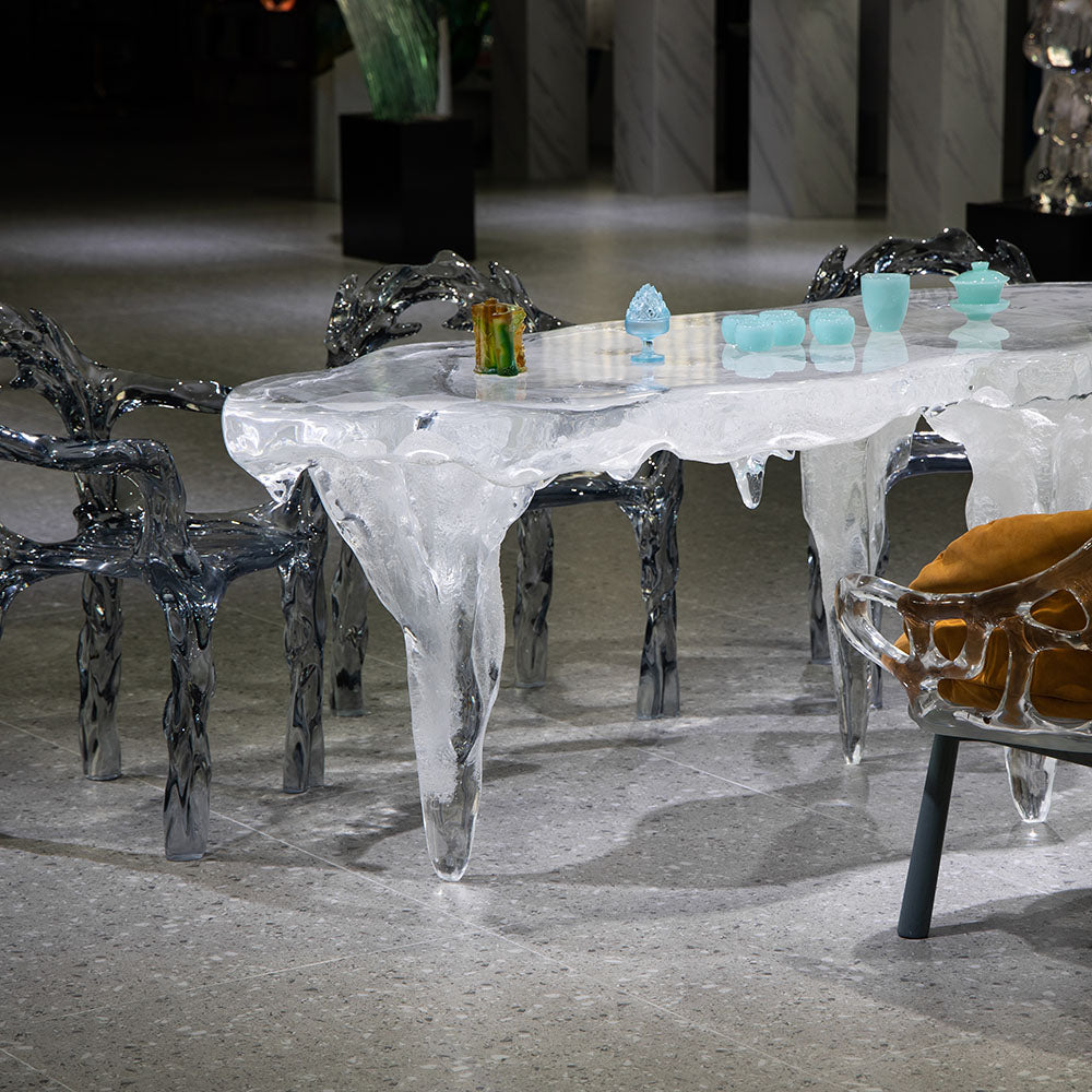 MPSP Ice crystal transparent resin table and chair combination natural art style furniture