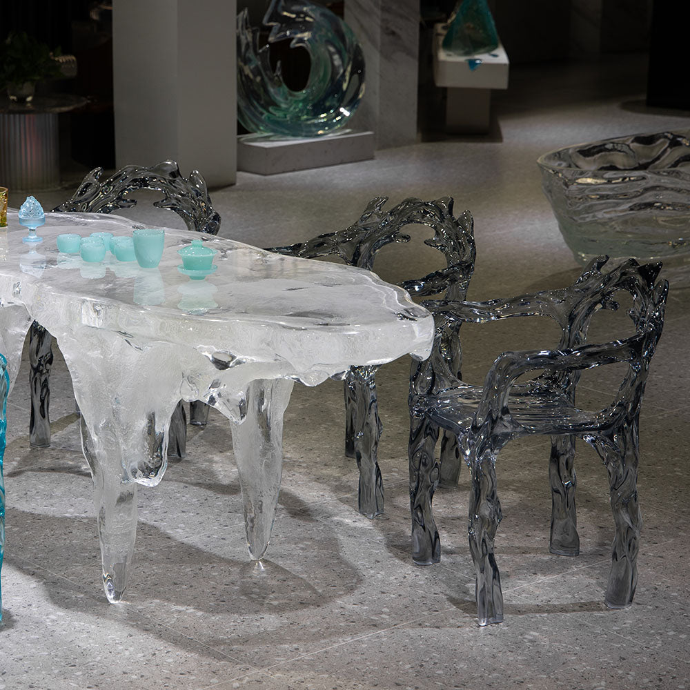 MPSP Ice crystal transparent resin table and chair combination natural art style furniture