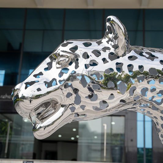 MPSP Stainless steel mirror leopard sculpture